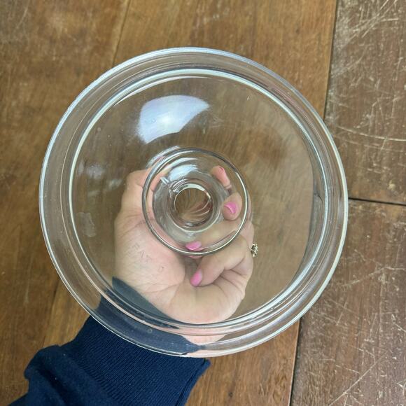 Vintage Antique Clear Glass pressed Pat D replacement lid with finial knob - Picture 5 of 12